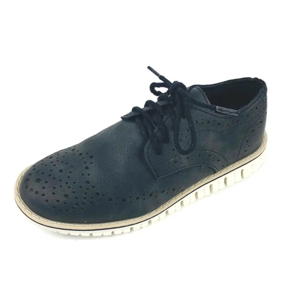 Steve Madden Boys Charcoal Faux Leather Wingtip Oxford Size 1